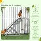 Gray chicken activity center with ladder ramp and perched swing setup