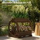 Wooden wagon style 3-tier planter box with flowers in the top and middle sections