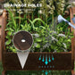 Wooden wagon planter box with plants, showing drainage hole detail at the bottom
