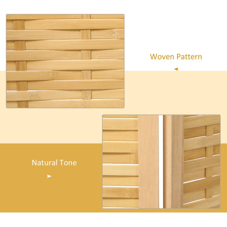 Close-up of natural bamboo woven pattern panel for a 3-panel folding divider