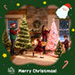 Pre-lit artificial Christmas tree with snowy branches and warm white clear lights.