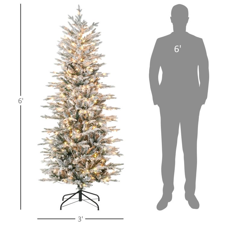6-ft artificial flocked Christmas tree with tripod stand, size silhouette shown