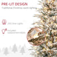 Snowy artificial Christmas tree branch with warm clear LED lights