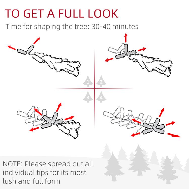 Artificial Christmas tree branches spread and shaped for a fuller appearance