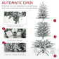 Sectioned artificial Christmas tree with hinge base and auto-opening branches
