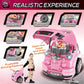 Pink mechanic car toy with open hood and removable engine parts