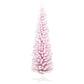 Pink pencil artificial Christmas tree with snow-flocked branches