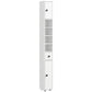 White tall narrow bathroom cabinet with open shelves and two knob doors