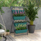 Outdoor 4-tier green raised planter with flowering plants on a wooden deck