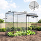 Black pop-up style crop cage with mesh sides and end panel over garden soil
