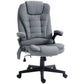 Gray office chair with tall backrest, padded seat, and side control lever