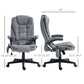 Gray massage office chair showing upright back and extendable footrest with armrest pads