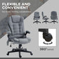 Gray massage office chair with smooth 360-degree swivel base and rolling caster feet