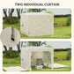 Pop-up canopy tent with two individual curtain panels, light beige fabric