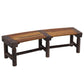 Dark brown wooden semicircular garden tree bench with slatted seat and sturdy legs