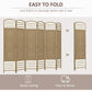Natural 6-panel folding room divider shown folded style with lattice privacy panels