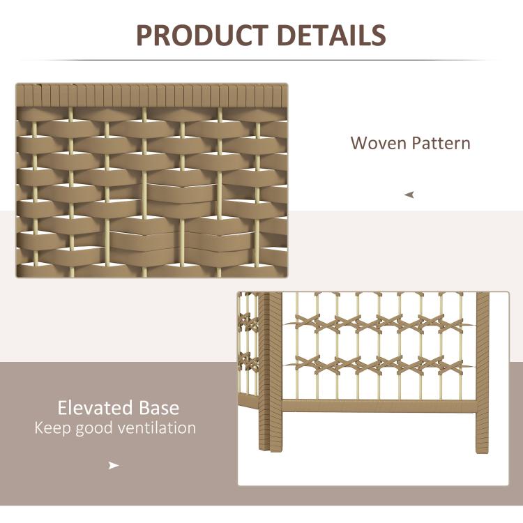 Woven pattern and elevated base detail on natural 6-panel room divider