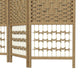 Natural wave-fiber 4-panel folding room divider with decorative lattice privacy panels