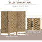 Close-up of woven privacy screen with solid wooden frame and metal hinge