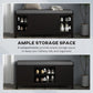 Black shoe storage bench interior view with numbered compartments and cushioned top