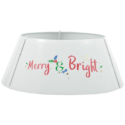 Cream white metal tree collar with “Merry & Bright” front print