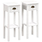Pair of white end tables with drawers and lower shelves