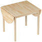 Natural wood drop-leaf kitchen table with folded side leaves and square legs