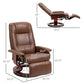 Brown recliner chair with manual controls and padded back and leg footrest