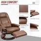 Brown recliner chair with extendable footrest and padded side armrest