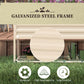 Cream metal raised garden bed frame with bottom grid shelf on legs