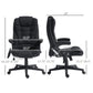 Black massage office chair side view with dimensions and adjustable leg height