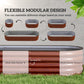Brown and gray ribbed metal garden bed kit panels shown for flexible assembly