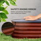 Brown metal planter bed with gray protective rim for safety edging