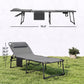 Gray folding chaise lounge chair with five-step reclining and face-hole cover