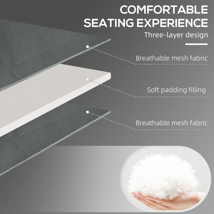 Gray folding chaise lounge with breathable mesh fabric and soft padded filling