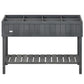 Dark gray elevated planter box with slotted interior partitions and open bottom shelf