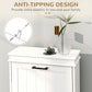 White shoe storage cabinet with anti-tipping design, black bar handles