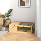 Wooden reptile enclosure with front opening and raised mesh panel top