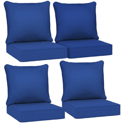 Navy blue patio chair cushion set with seat and backrest, 4-piece set