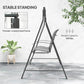 Powder-coated black A-frame swing stand with top hooks and hanging chains