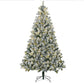 7.5 ft artificial Christmas tree with frosted branches and warm white LED lights