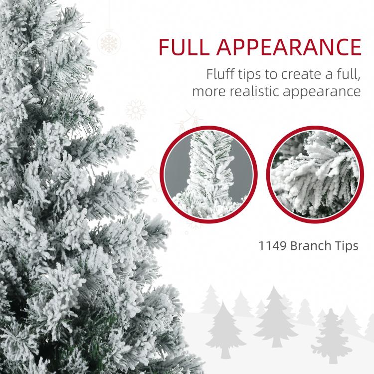 Frosted branch tips on an artificial Christmas tree with dense snow texture