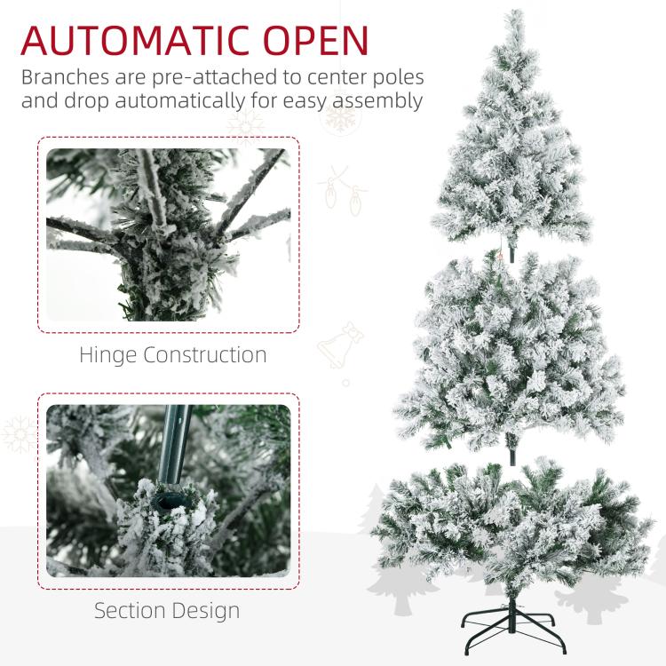 Artificial Christmas tree with pre-attached center pole and hinged section assembly