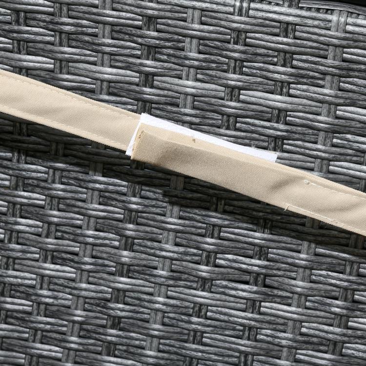 Khaki cushion fabric seam detail on outdoor recliner chair