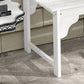 White wooden garden bench with slatted top and curved front, side view