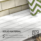 Close-up of white slatted wooden bench seat with small metal fasteners along planks