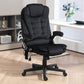Black high-back office chair with wide seat and armrests, on rolling base