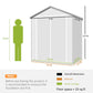 Outdoor shed size diagram with labeled dimensions and human height reference