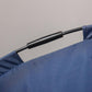 Dark blue dog cot canopy fabric with black metal frame corner