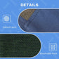 Product detail graphic showing blue oxford fabric and breathable mesh panels